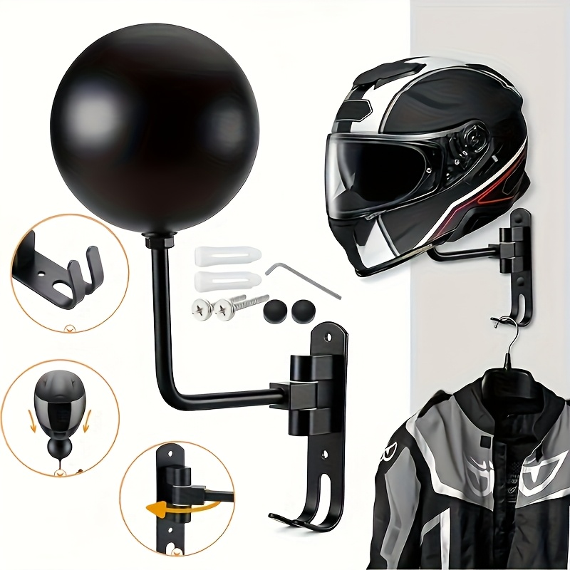 Motorcycle Gear Holder - Motorcycle Helmet Holder Swivel 180° Wall