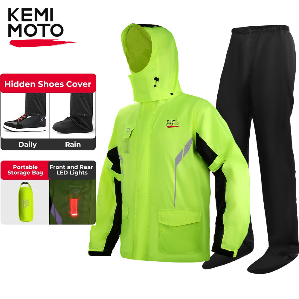Motorcycle Gear Rain - KEMIMOTO Unisex Waterproof Raincoat Set with
