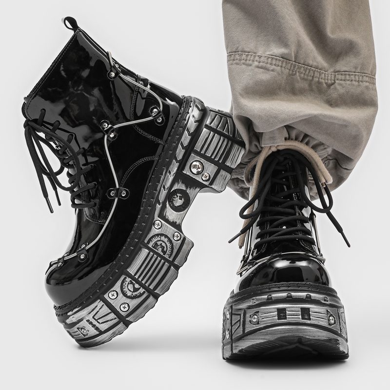 New Men Punk Style Thick Soled - Motorcycle Gear Pattern incelemesi ve fiyatı