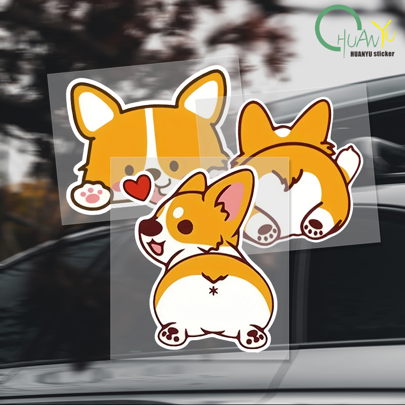 Car Cartoon Car Sticker Corgi  - Motorcycle Gear Rain incelemesi ve fiyatı
