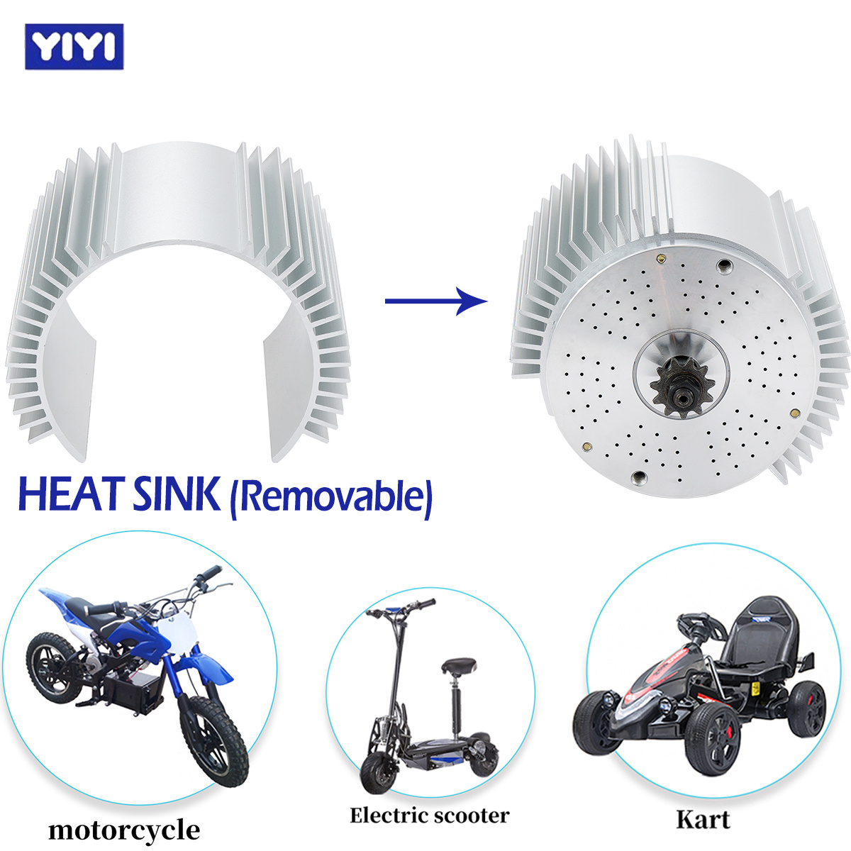 72V 3000W Motor with Heat Sink - Motorcycle Gear Hub incelemesi ve fiyatı